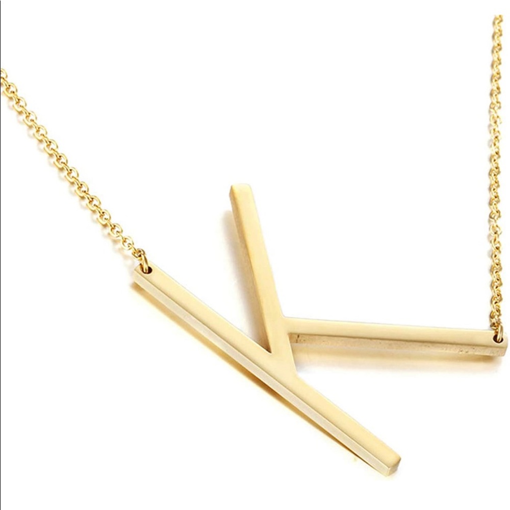 Gold K Necklace Sideways Inital